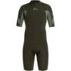 Quiksilver 2/2mm Syncro Short Sleeve Back Zip FLT Springsuit-Dark Ivy/Shade Olive