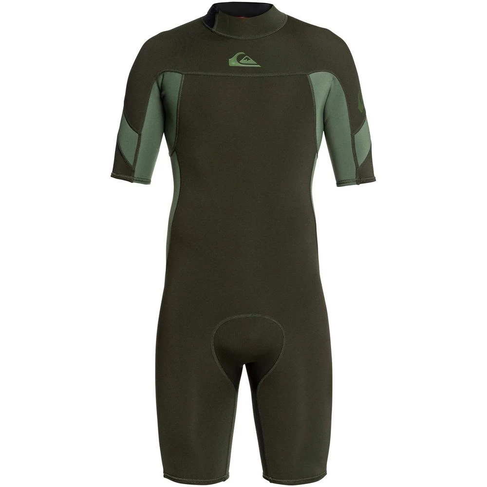 Quiksilver 2/2mm Syncro Short Sleeve Back Zip FLT Springsuit-Dark Ivy/Shade Olive