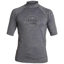 Billabong Rotor Performance Fit Short Sleeve Rashguard-Medium-Heather Grey