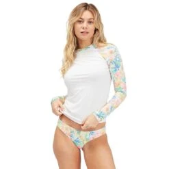 Billabong Sweet Tropics Women's Long Sleeve Rashguard-Salt Crystal