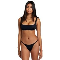 RVCA Solid Square Bralette Bikini Top-Black